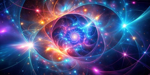 Obraz premium Abstract neon fractal wallpaper with space
