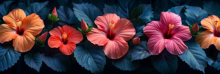 Obraz premium Colorful Flowers, Vibrant Pink and Orange Hues