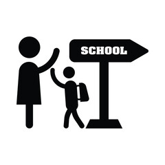 sign, post, road sign, school sign, students, kids, school signpost icon
