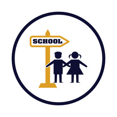 sign, post, road sign, school sign, students, kids, school signpost icon