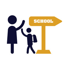 sign, post, road sign, school sign, students, kids, school signpost icon