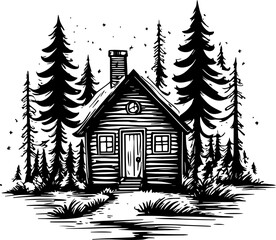 Vintage village farm house vector illustration 