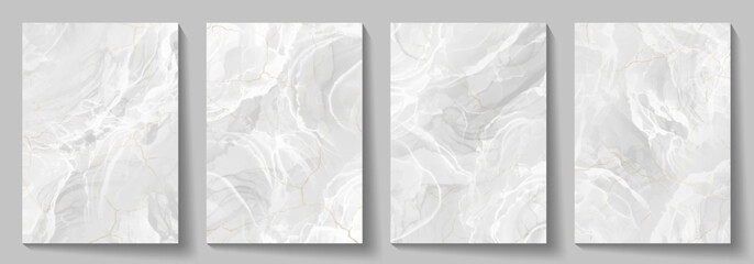 Light grey watercolor texture vector paper background set for cards, flyer, poster, banner and cover design. Hand drawn watercolor illustration for your design. White template for design.