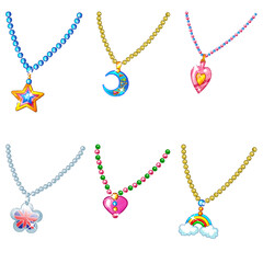 Set of Necklaces vector illustration.