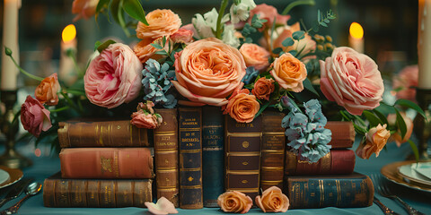 book themed flower decoration