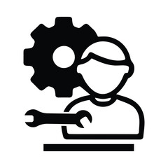 gear, technical, support, man, settings, technical support icon