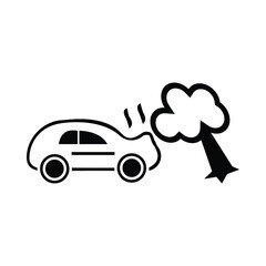 tree, car, accident, tree fall, tree fell on the car hood icon