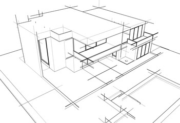 architectural sketch of a house