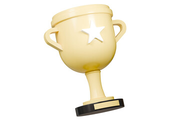 3d Trophy cup winner success champion icon symbol on isolated purple background. Achievement award, champion 1st winner award concept. Minimal Gold Trophy victory cup award. 3d render.