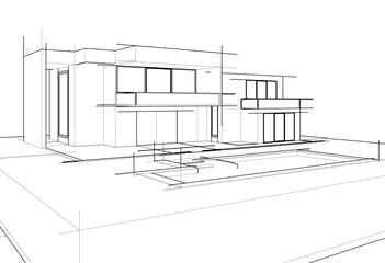 architectural sketch of a house