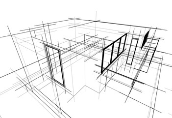 architectural sketch of a house