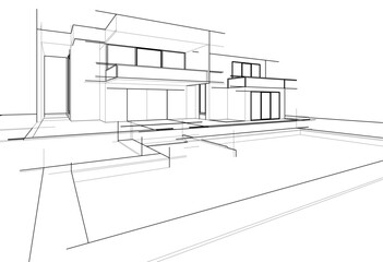 architectural sketch of a house