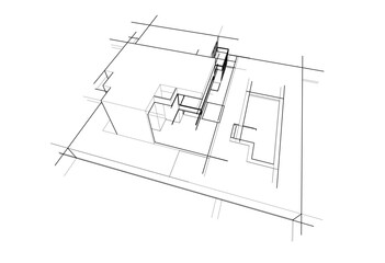 architectural sketch of a house