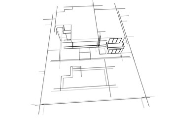 architectural sketch of a house