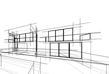 architectural sketch of a house