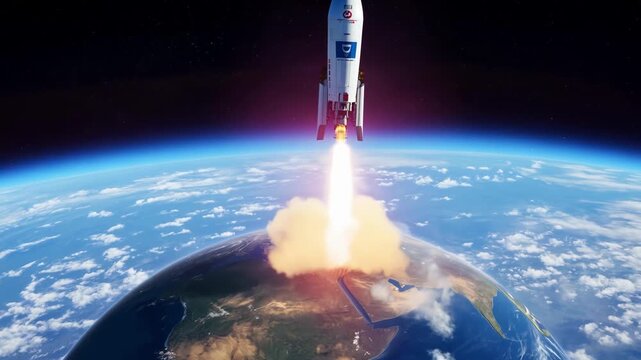 Traveling at incredible speeds the rocket leaves the gravitational pull of its home planet behind.