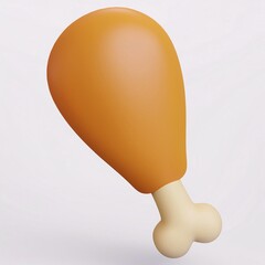 Cute 3D Render of Fried Chicken with Sauce &ndash; Cartoon Style on Clean Background