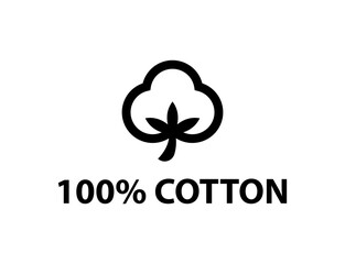 100% cotton label design. 100 percent cotton sign.