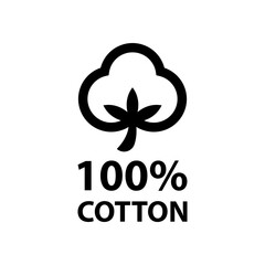 100% cotton label design. 100 percent cotton sign.