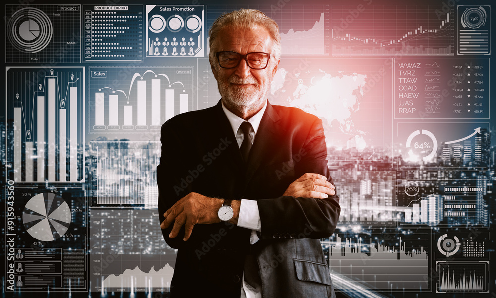 Poster data analysis for business and finance concept. interface showing future computer technology of prof