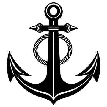 recommend clip art: anchor vector silhouette, Ship anchor or boat anchor icon, anchor with rope silhouette vector illustration