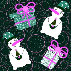 Winter seamless snowman pattern for fabrics and textiles and packaging