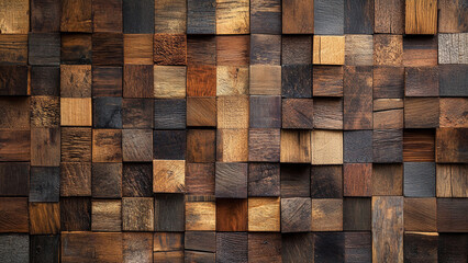 Natural Wood Mosaic Pattern Wallpaper
