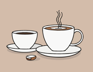 Line drawing cartoon office coffee