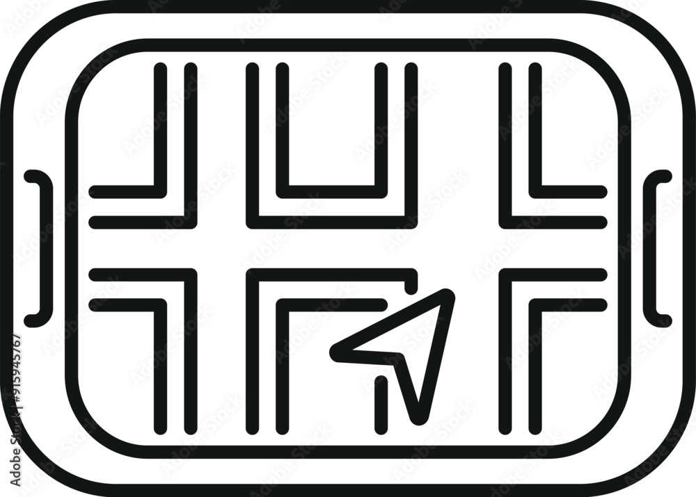 Poster gps navigation app is showing a city map with a cursor icon