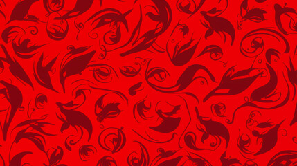 Circles, Shapes, Waves, Red Floral Objects, Abstract Image, Texture, Pattern Background, Wallpaper, Smartphone Cover and Screen, Cell Phone, Computer, Laptop, 9:16 and 16:9 Format