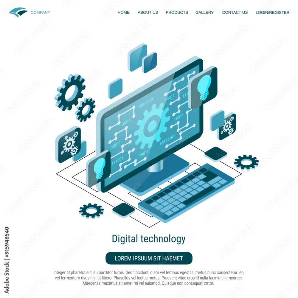 Canvas Prints digital technology flat 3d isometric vector concept illustration