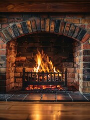 The warm glow from the fireplace fills the room, creating a comforting atmosphere perfect for a chilly winter evening. Generative AI
