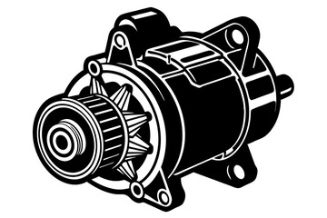starter motor silhouette, starter motor vector illustration