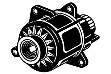 starter motor silhouette, starter motor vector illustration