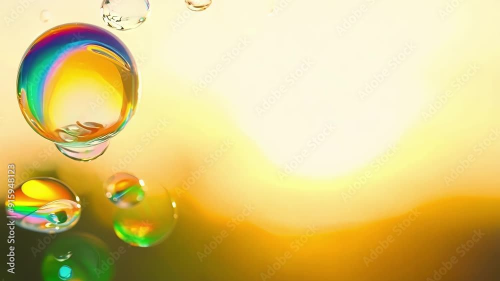 Aufkleber A video capturing the delicate dance of soap bubbles as they drift through the sunlight creating a mesmerizing display of rainbow colors.