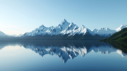 Serene Mountain Lake Mirroring Majestic Peaks - Tranquil Nature Landscape