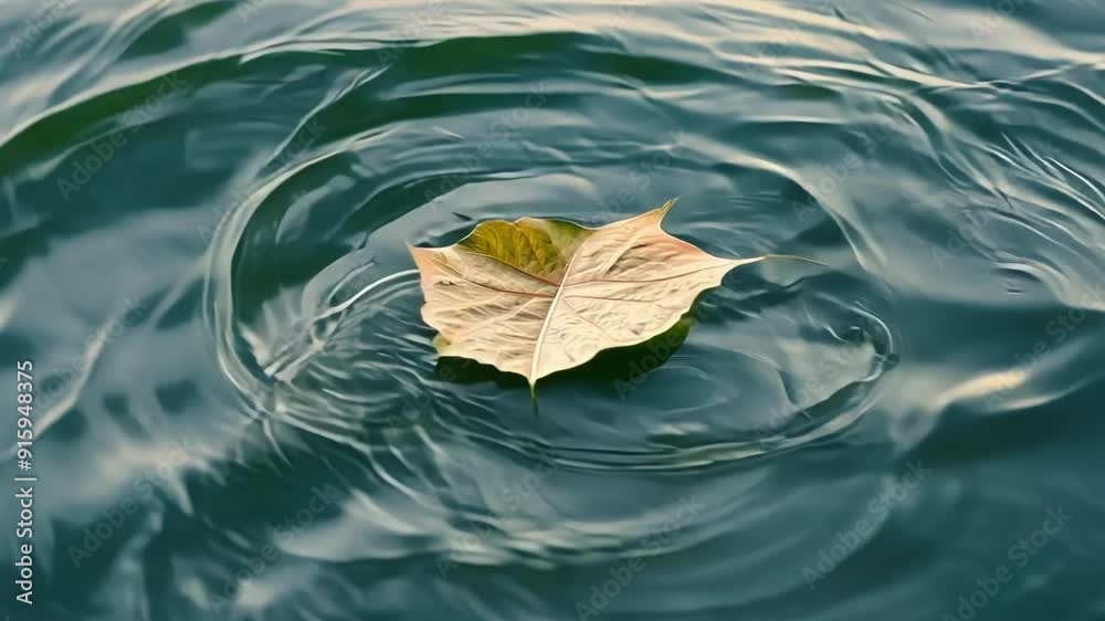 Fototapete the camera follows a single leaf as it drifts along the waters surface tracing the intricate pattern