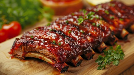 The national cuisine of Canada. Pork ribs in Canadian style.