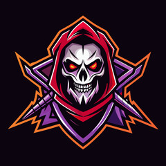 Death skull mascot esport game logo illustration for sport game team