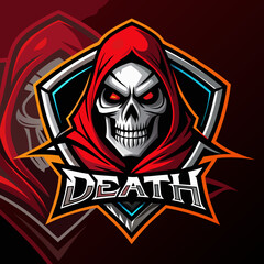 Death skull mascot esport game logo illustration for sport game team