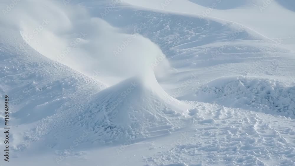 Poster The power of the wind is captured in this closeup as it carves deep valleys and sharp edges into the snow drifts creating a rugged and textured landscape.