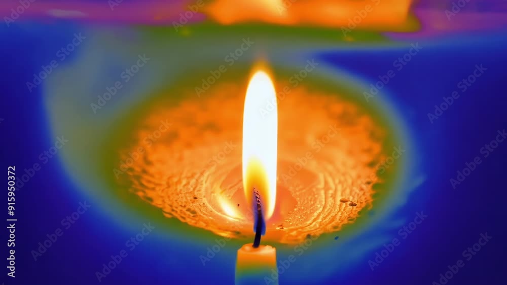 Poster Heatsensitive footage of a candle flame displaying the stark contrast between the bright hot center and the cooler blueish outer layer.