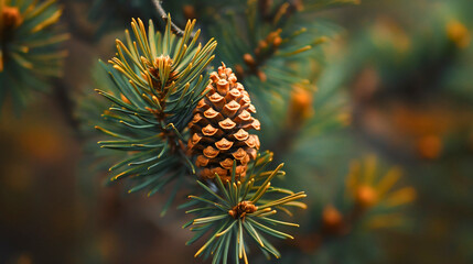 Pine cones that grow on trees, brown cones with rows between the scales, a cone that grows on a fir tree.