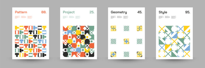 Geometric Abstract Cover Poster Set. Abstract Shape Background for Magazine Brochure Flyer and Page Layout. Vector Illustration