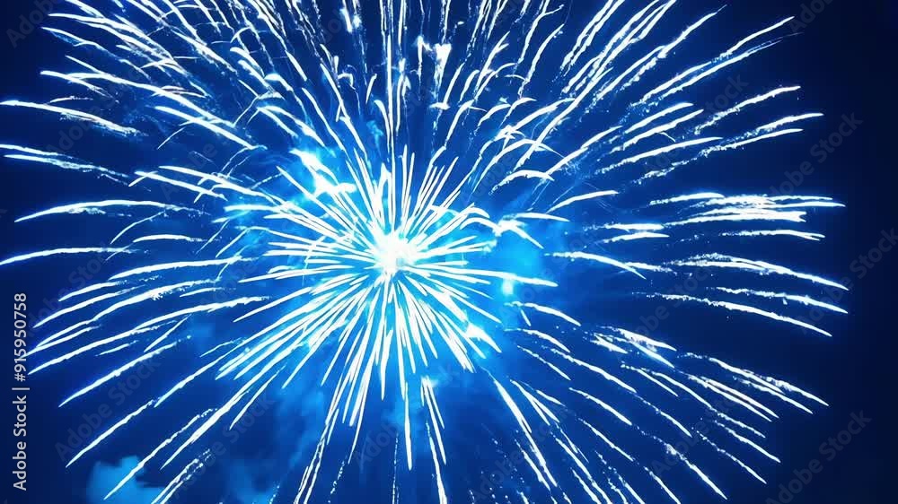 Poster A closeup of a deep blue firework reveals the inner combustion as it explodes creating a stunning display of light and color.