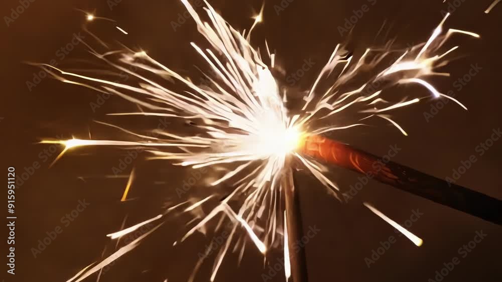 Aufkleber Intense closeup of a sparkler spark as it crackles and sparks rapidly creating a beautiful and chaotic display.