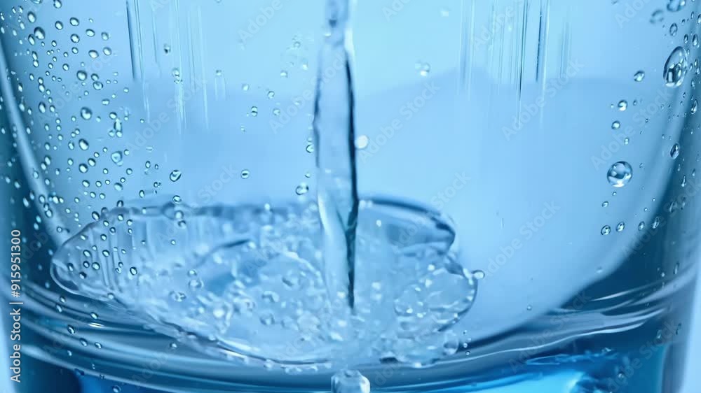 Poster a zoomedin shot of a glass being filled with water showcasing the smooth flow and movement of the li