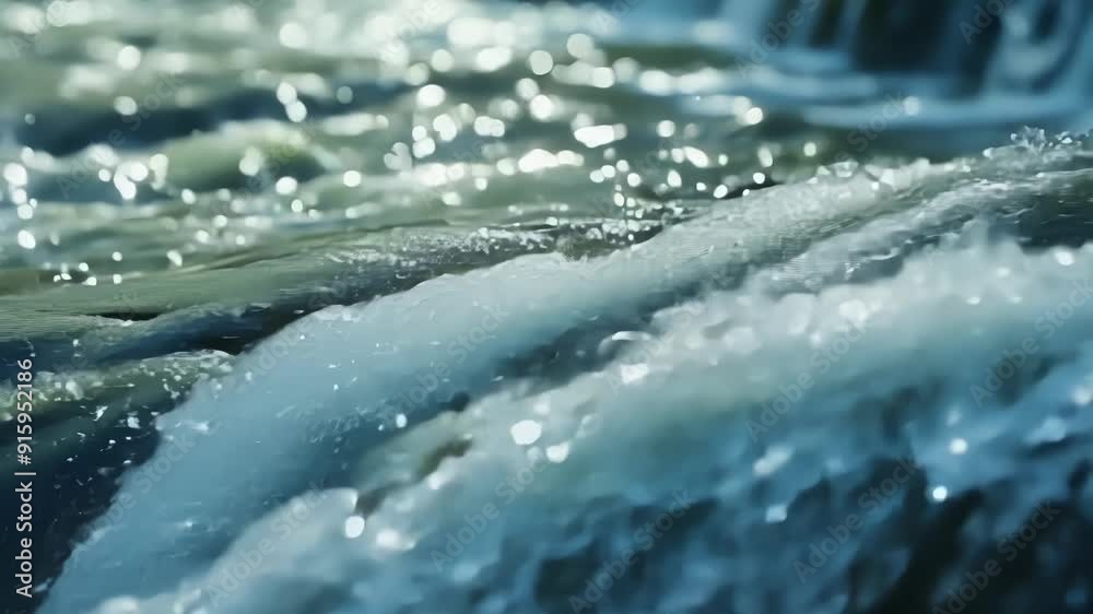 Fototapete the camera captures the rapid movement of water as it cascades down a small waterfall creating a mes