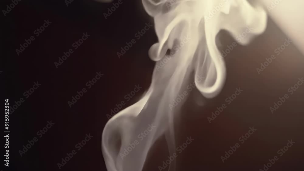Leinwandbilder macro shot of an incense stick burning with thin tendrils of smoke rising up to the ceiling in a fra