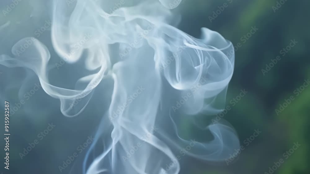 Aufkleber A zoomedin view of incense smoke being diffused by a gentle breeze creating a dreamy and ethereal atmosphere.